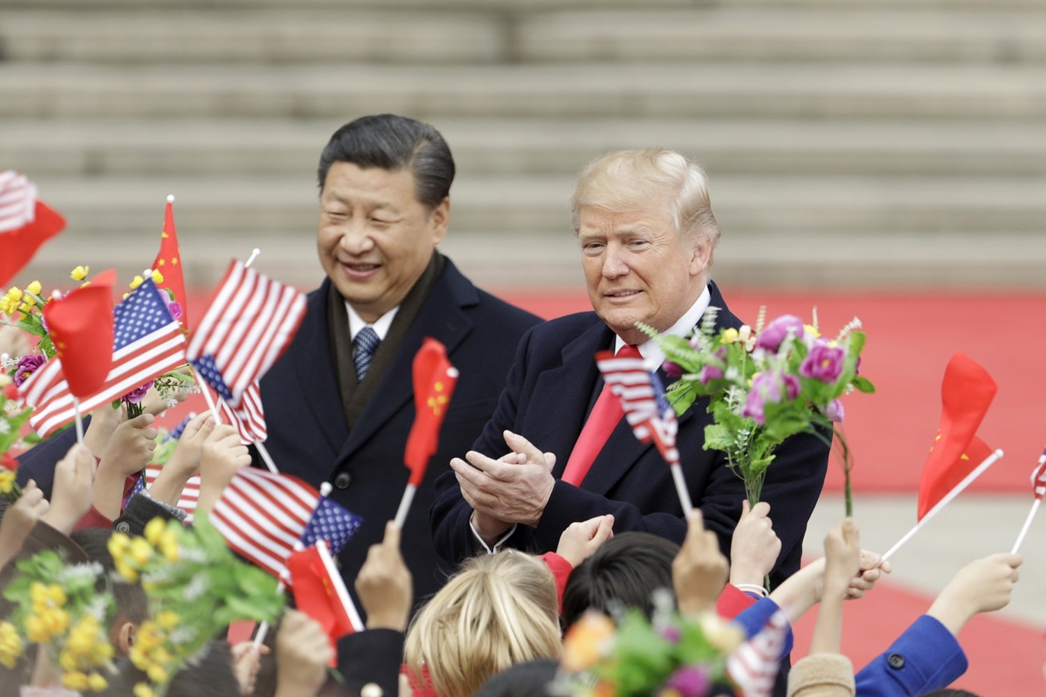 U.S. President Donald Trump, right, and Xi Jinping, China's president