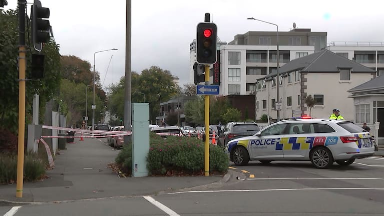 A cordoned off path near the scene of a stabbing in Christchurch