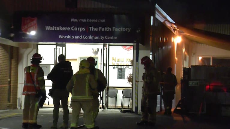 A fire broke out at a Salvation Army building west Auckland last night. 
