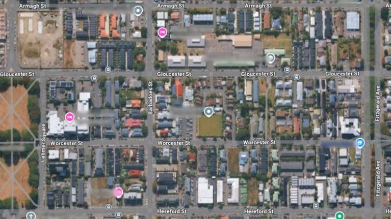 A map showing Latimer Square and its surrounding streets in the Christchurch CBD. (Source: Google Maps)