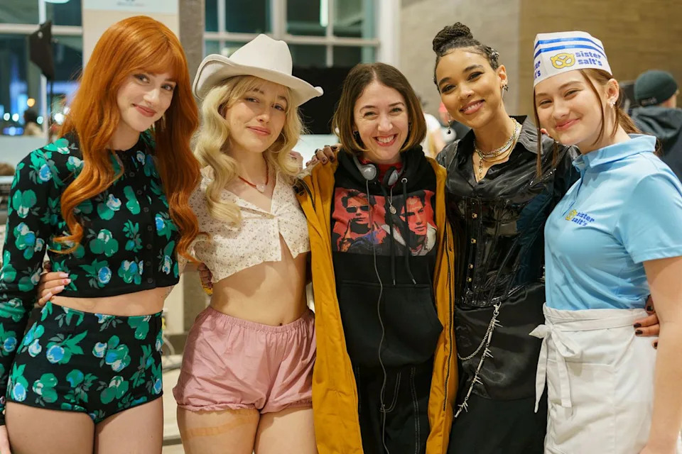 Lili Reinhart, Victoria Pedretti, Meredith Alloway (director), Alexandra Shipp, and Lola Tung on set of 'Forbidden Fruits'Credit: Sabrina Lantos