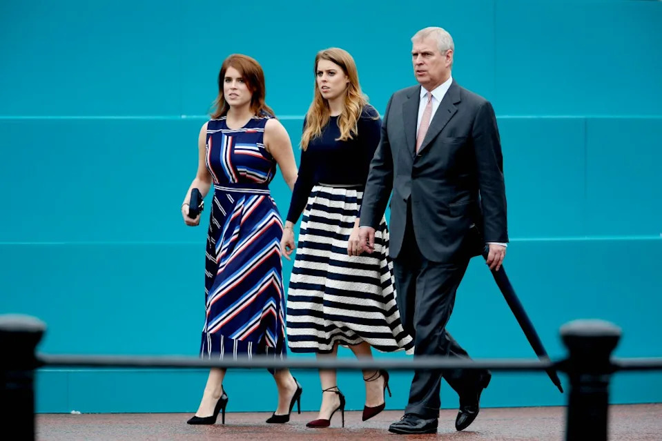 Princesses Eugenie and Beatrice with Andrew 