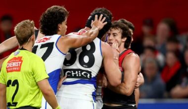AFL star sent to tribunal for wiping blood on opponent