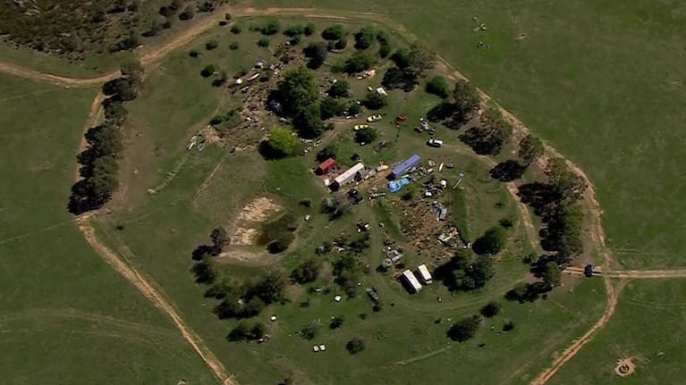 An aerial view of the site where Dezi Freeman was shot dead by police.