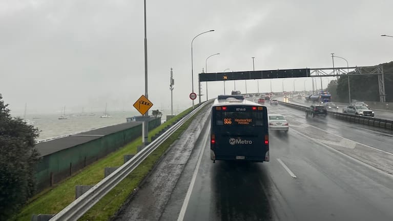Auckland Harbour bridge pictured on a windy day. (File image).