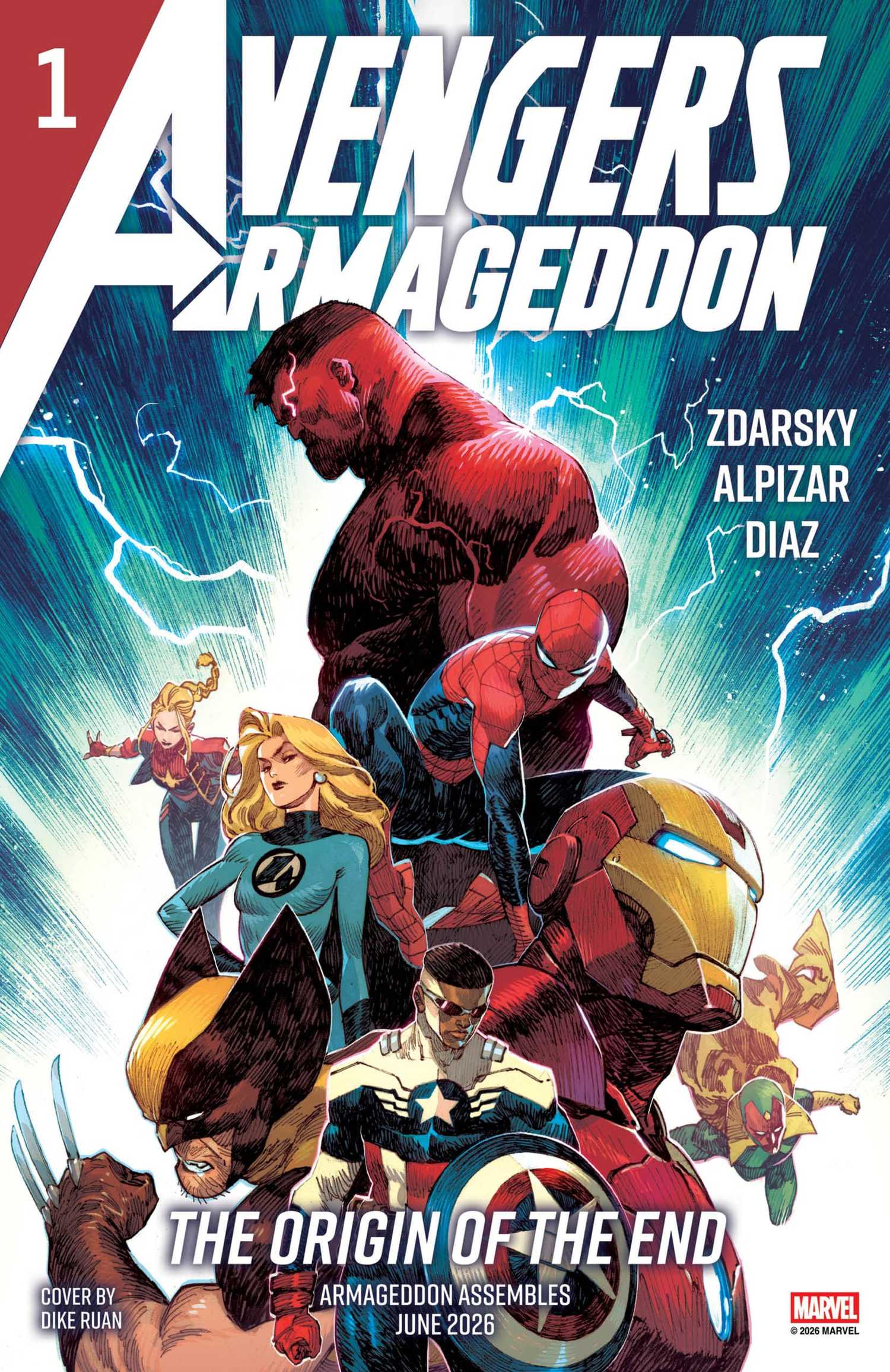 avengers armageddon 1 cover showing the team vs red hulk