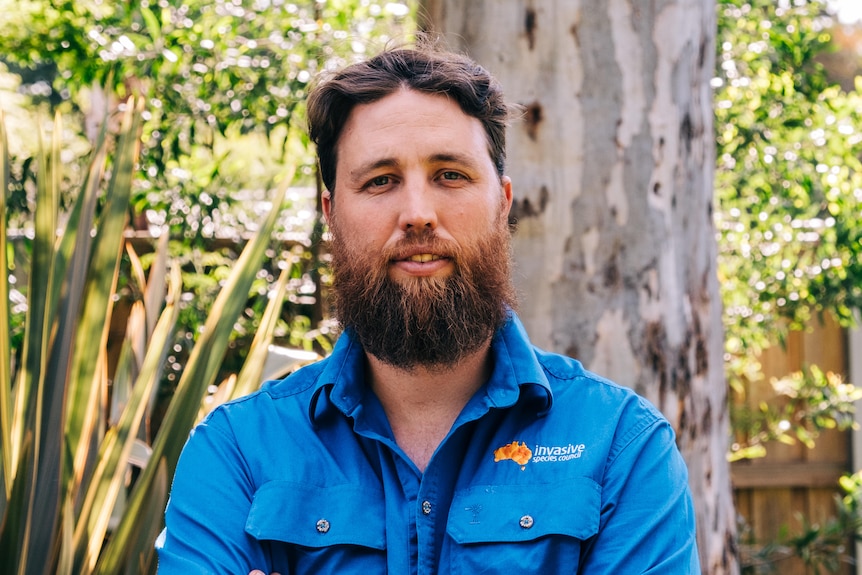 A man in a work shirt