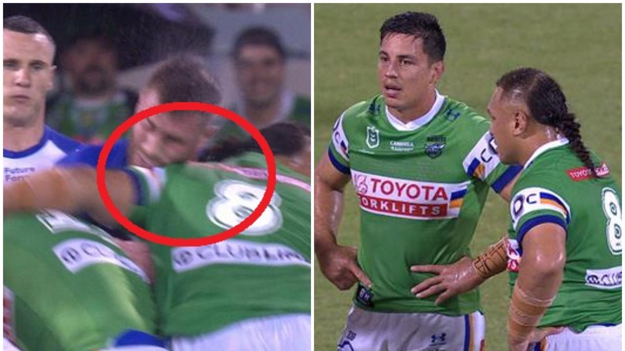 Josh Papalii suspension over high shot, Joseph Tapine on report, video, Canberra Raiders vs Bulldogs