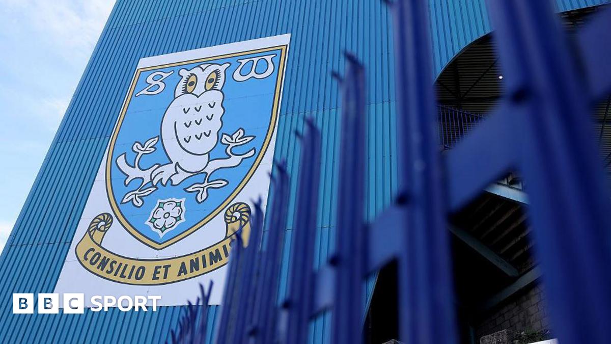 General view outside the stadium showing Sheffield Wednesday club badge