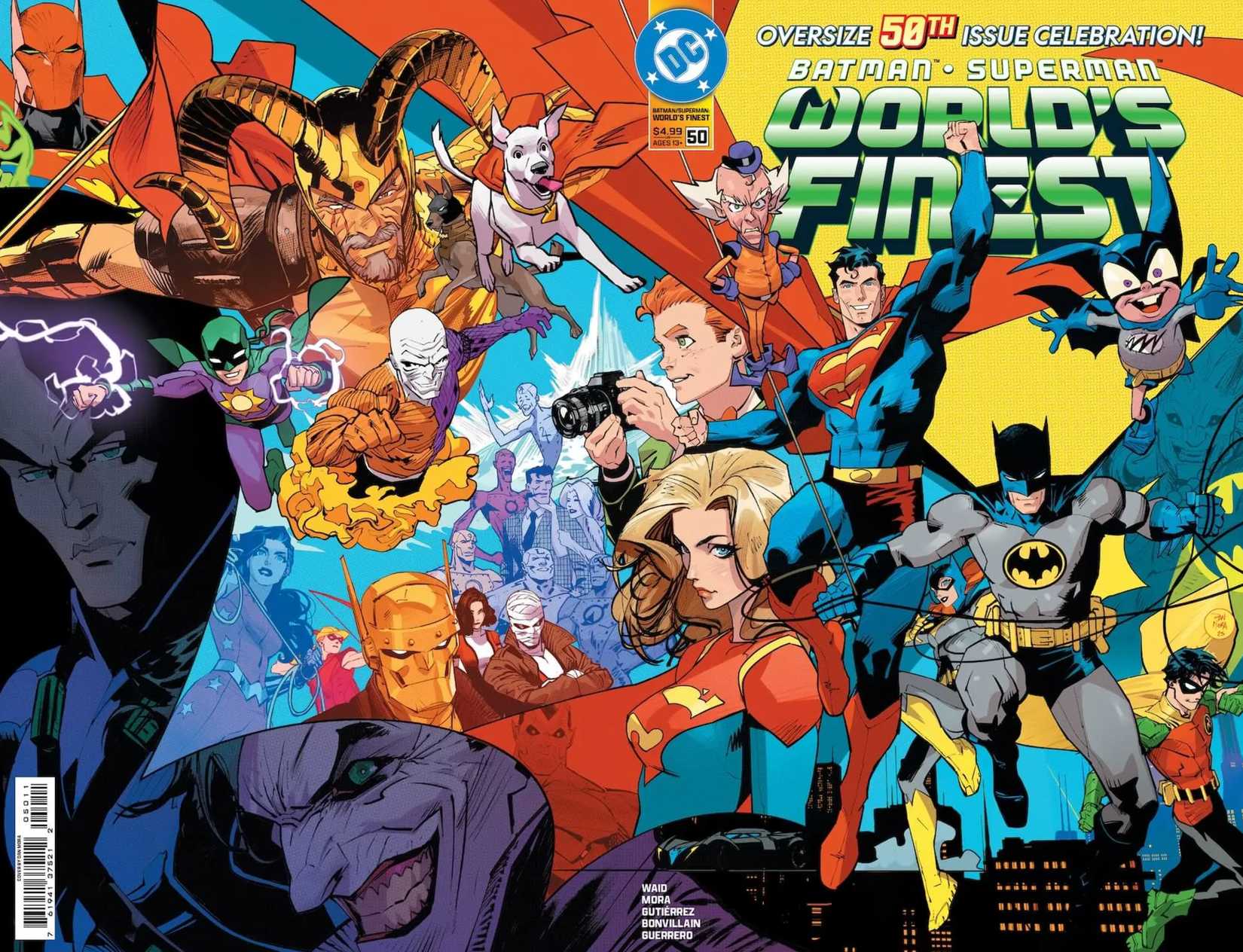 batman and superman world's finest 50 cover, showing characters from across their lore