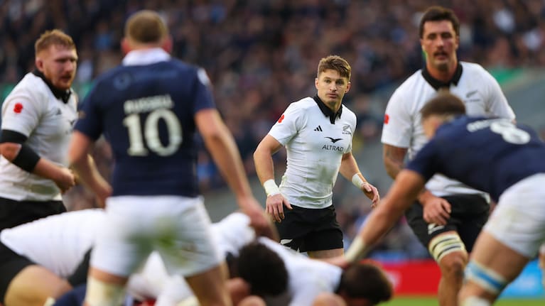 Beauden Barrett in action for the All Blacks against Scotland at Murrayfield last year.