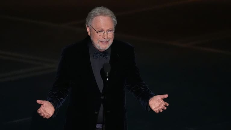 Billy Crystal presents a tribute about Rob Reiner and Michelle Singer Reiner during the Oscars.