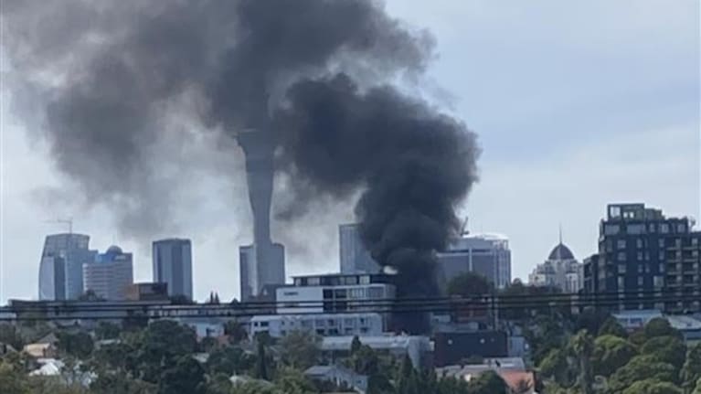 Black smoke over central Auckland.