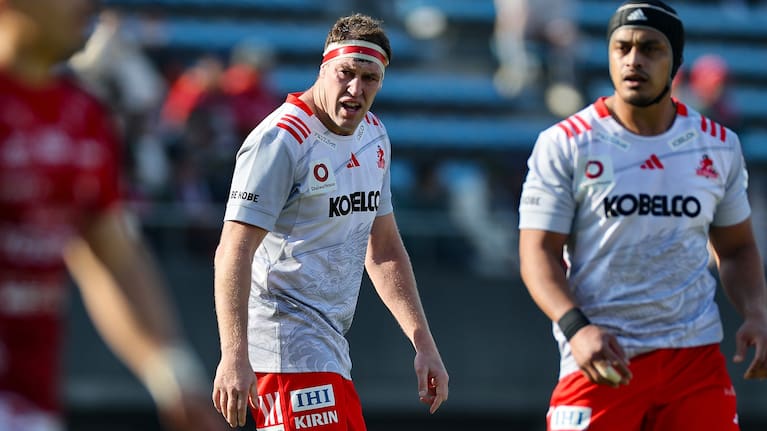 Brodie Retallick in action for Kobe against Toshiba in the Japan One competition last month.