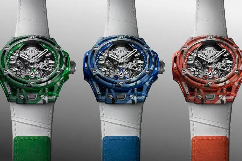 Hublot is known for its creative use of bold materials, including sapphire crystal and high-tech ceramics.