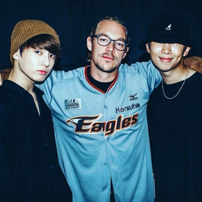American producer Diplo, center, with BTS members Jung Kook, left, and RM / Captured from Diplo's Instagram