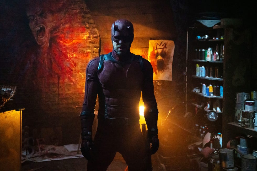 Charlie Cox, Daredevil: Born Again charlie cox in the red daredevil costume in daredevil born again