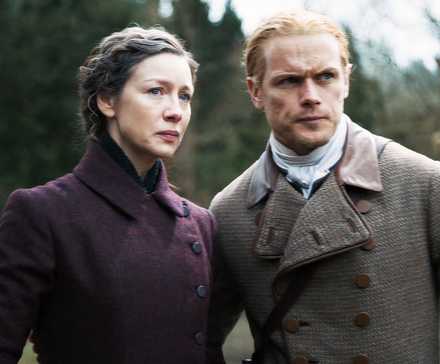 Claire and Jamie in Outlander season 7, episode 16, looking at Frances