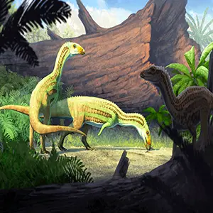 Artist's reconstruction of Sonselasuchus cedrus in its environment in what is now Petrified Forest National Park, 215 million years ago. Credit: Gabriel Ugueto