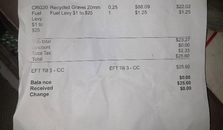 a receipt showing a fuel surcharge