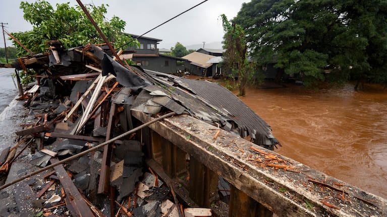 Debris from a flooded house in Waialua. Hawaii.