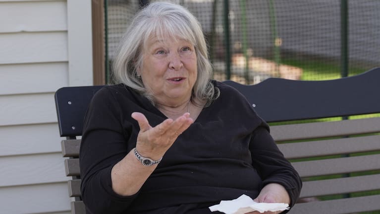 December Harris talks about a small black rock she suspects is a meteorite found by her cousin and roommate, Ambra Sinclair, on their driveway in Medina, Ohio, March 17, 2026.