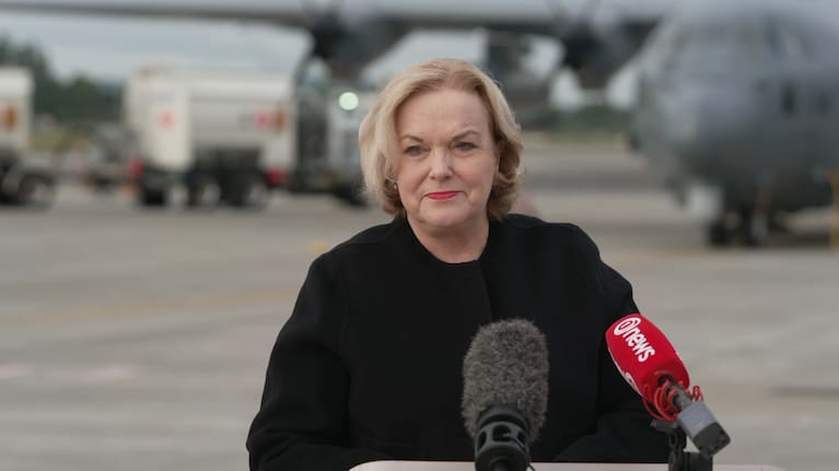 Defence Minister Judith Collins at Whenuapai Airbase.