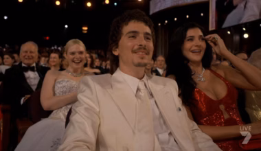 Timothee Chalamet and Kylie Jenner at the 2026 Oscars. Picture: Channel 7
