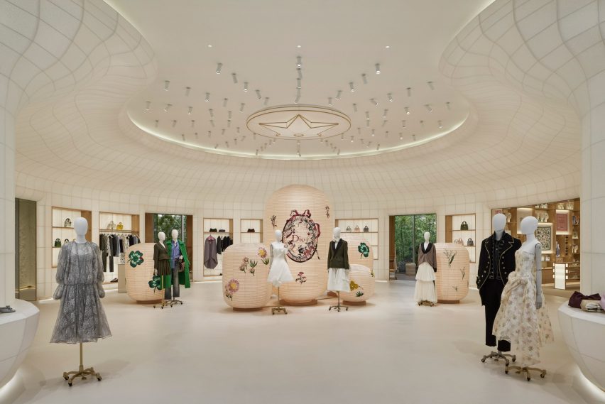 Japanese lanterns inside Dior shop