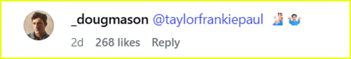 Doug Mason Instagram comment