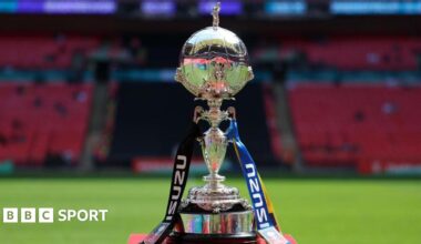 An image of the FA Trophy at Wembley