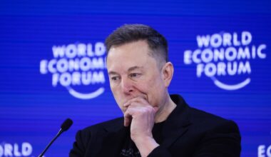Elon Musk, chief executive officer of Tesla Inc., during the World Economic Forum (WEF) in Davos, Switzerland, on Thursday, Jan. 22, 2026.
