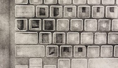 details of an intaglio print by Alexander Endrullat of a laptop