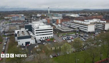 Drone footage of New Cross Hospital in Wolverhampton