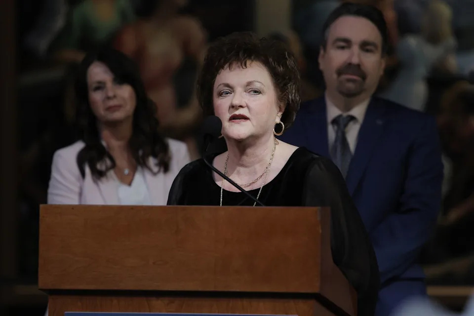 Lisa Stanley, Jeanie Stanley and Ralph Stanley II represent 2026 Inductees, The Stanley Brothers onstage at the Country Music Hall of Fame Inductee Press Conference at Country Music Hall of Fame and Museum on March 20, 2026 in NashvilleCredit: Tibrina Hobson/Getty