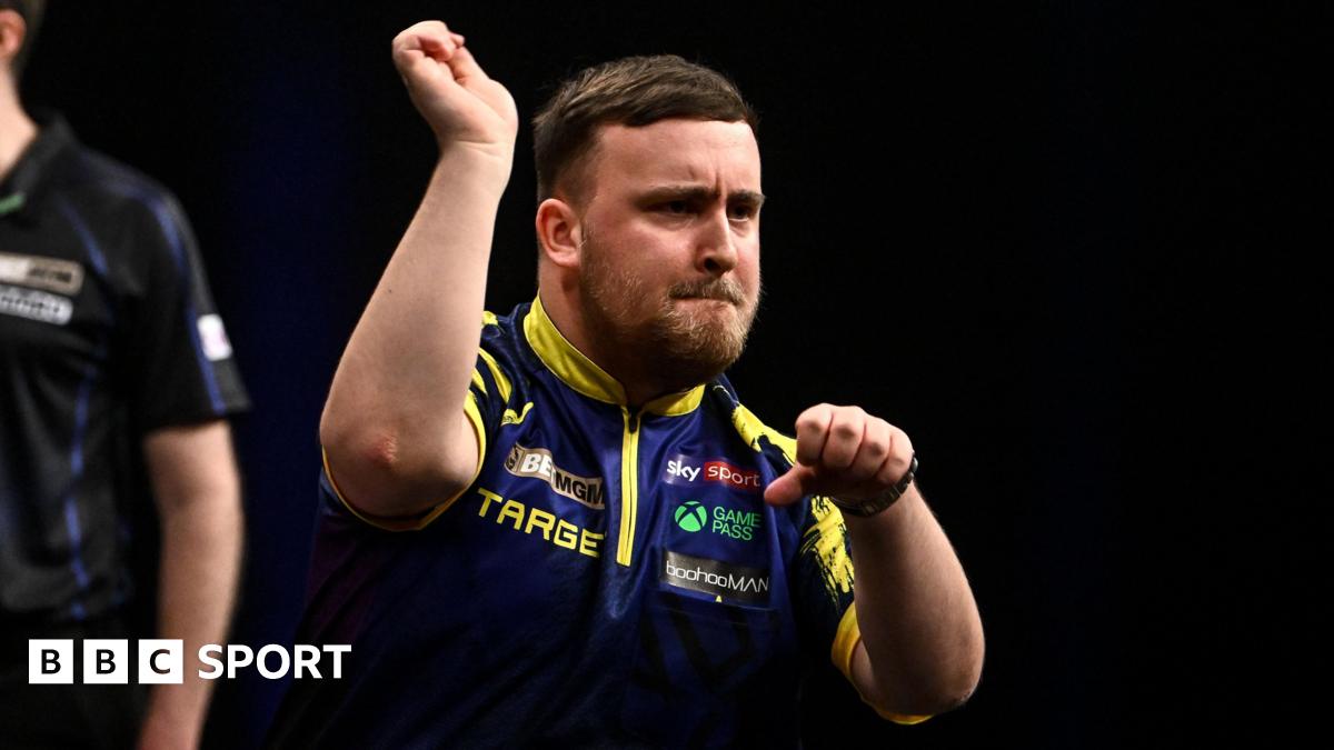 Luke Littler celebrates a 170 checkout