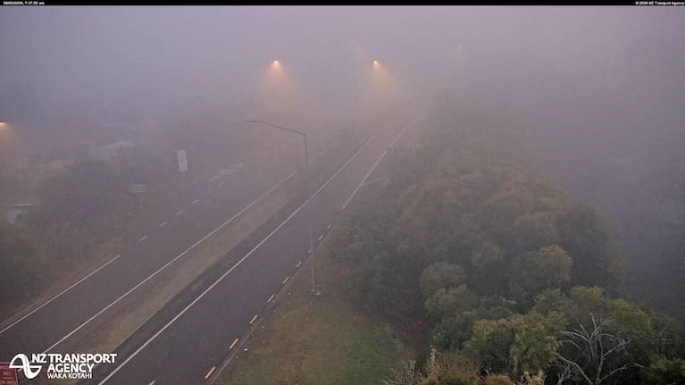 Fog seen across Auckland this morning.