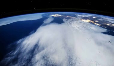 A digital rendering of a hazy, deoxygenated future Earth orbiting a brightening Sun, illustrating atmospheric collapse.