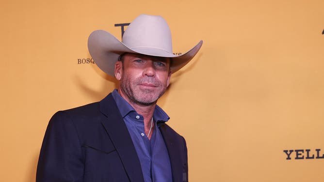 FORT WORTH, TX - NOVEMBER 13: Taylor Sheridan attends the black carpet during "Yellowstone" Season 5 Fort Worth Premiere at Hotel Drover on November 13, 2022 in Fort Worth, Texas. (Photo by Omar Vega/Getty Images)
