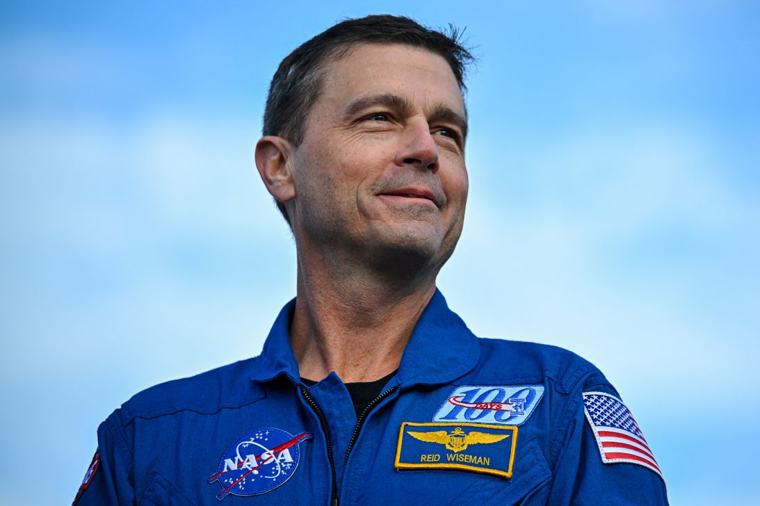 Reid Wiseman, seen at Kennedy Space Center in January, will serve as Artemis II's commander.