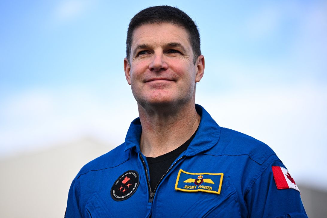 Jeremy Hansen, Artemis II mission specialist, is seen in January at Kennedy Space Center.
