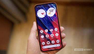 The Google Pixel 10a with its screen on.