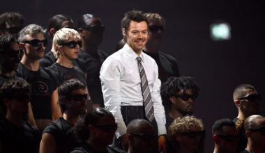 Harry Styles performs "Aperture" on stage during The BRIT Awards (Gareth Cattermole/Getty Images)