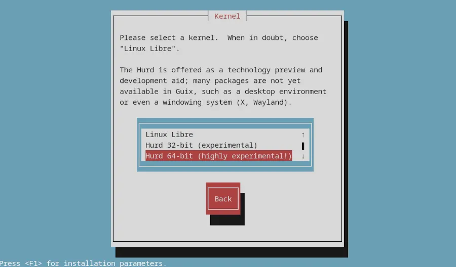 GNU Guix Hurd 64-bit installer option