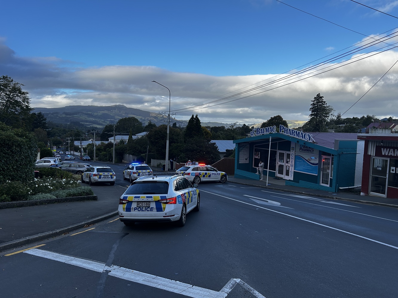 Police at the scene on Monday evening. Photo: Gregor Richardson