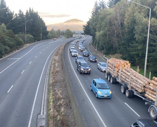 Traffic backed up on the motorway. Photo: Stephen Jaquiery