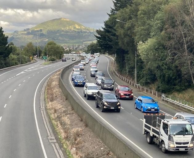 Traffic backed up on the southern motorway. Photo: Stephen Jaquiery