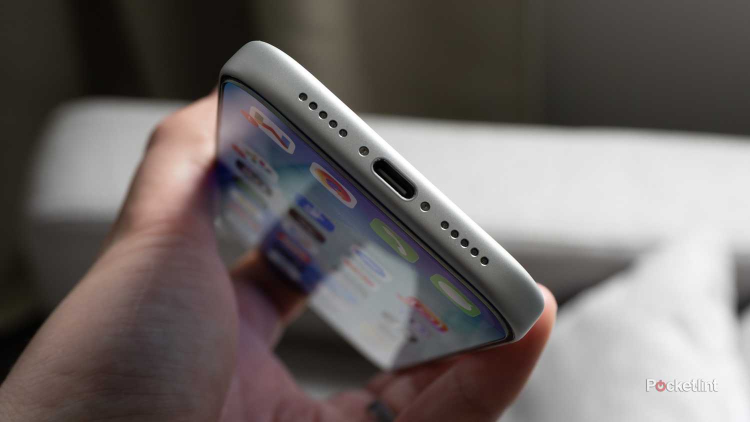 The iPhone 17 Pro's USB-C port.