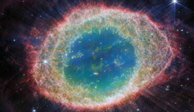 Helix Nebula infrared image by James Webb showing glowing gas rings from a dying Sun-like star