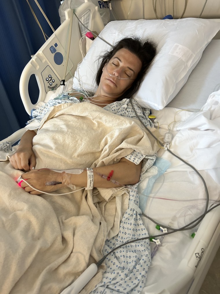 Jen Lava recovering from her third colon cancer-related surgery.